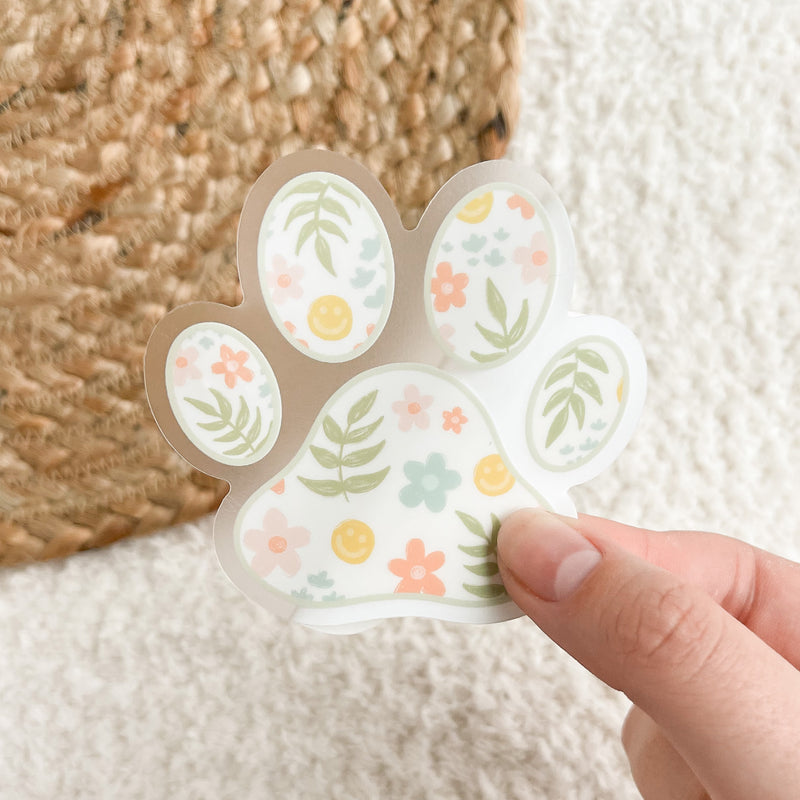 Floral Paw Print Sticker - SEE THE WAY I SEE